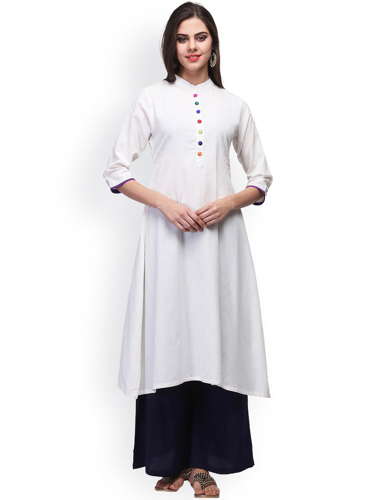 Trending Fashion Off White Kurti with Plain LKV001447